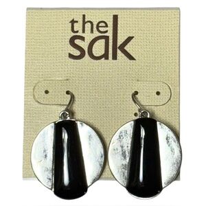 The Sak Black Silver Pendant Earrings Nickel‎ Safe NWT
